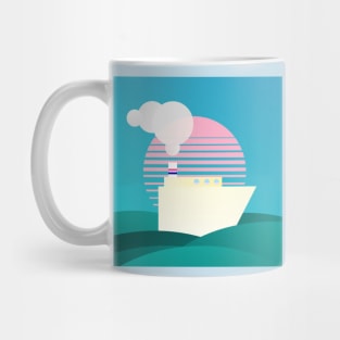 geometric ship vaporwave Mug